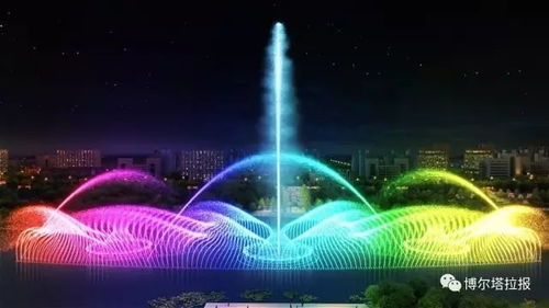 博乐夏夜奇观 开屏湖音乐喷泉璀璨绽放